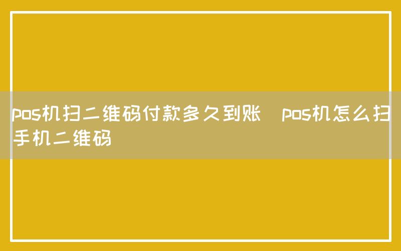 pos机扫二维码付款多久到账(pos机怎么扫手机二维码)