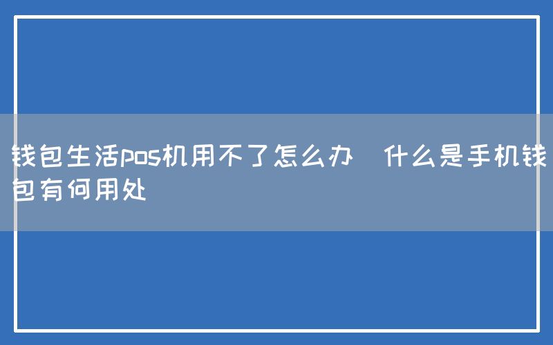 钱包生活pos机用不了怎么办(什么是手机钱包有何用处)