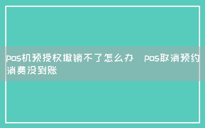 pos机预授权撤销不了怎么办(pos取消预约消费没到账)