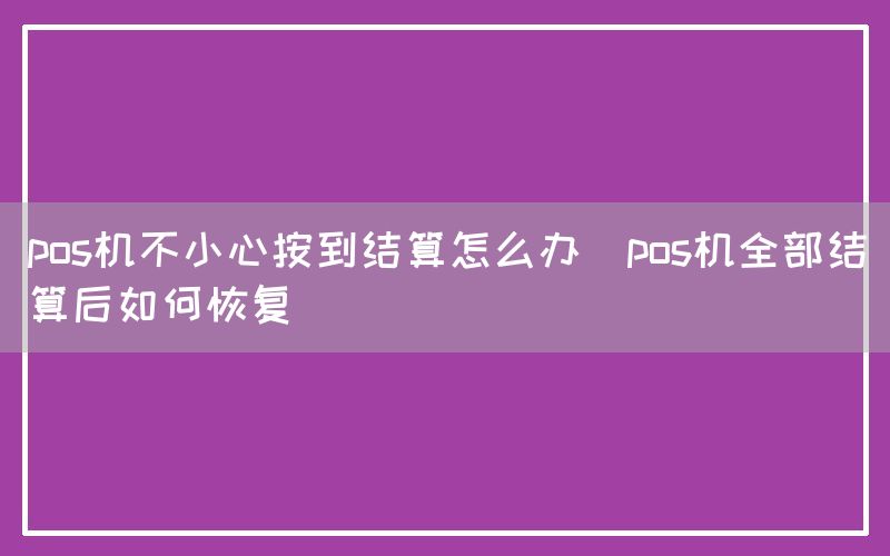 pos机不小心按到结算怎么办(pos机全部结算后如何恢复)