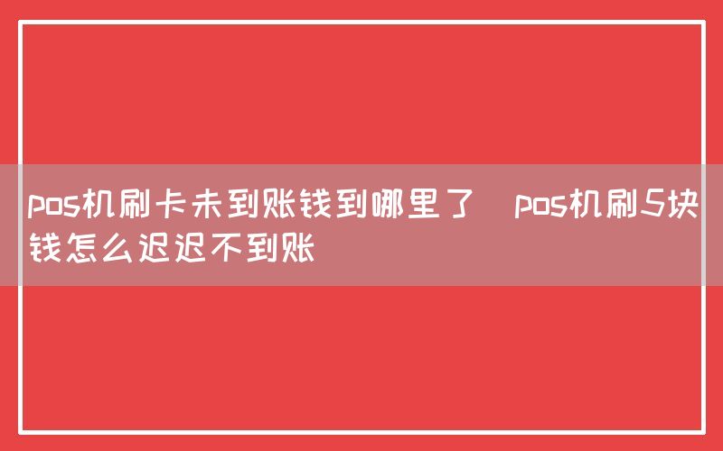 pos机刷卡未到账钱到哪里了(pos机刷5块钱怎么迟迟不到账)(图1)