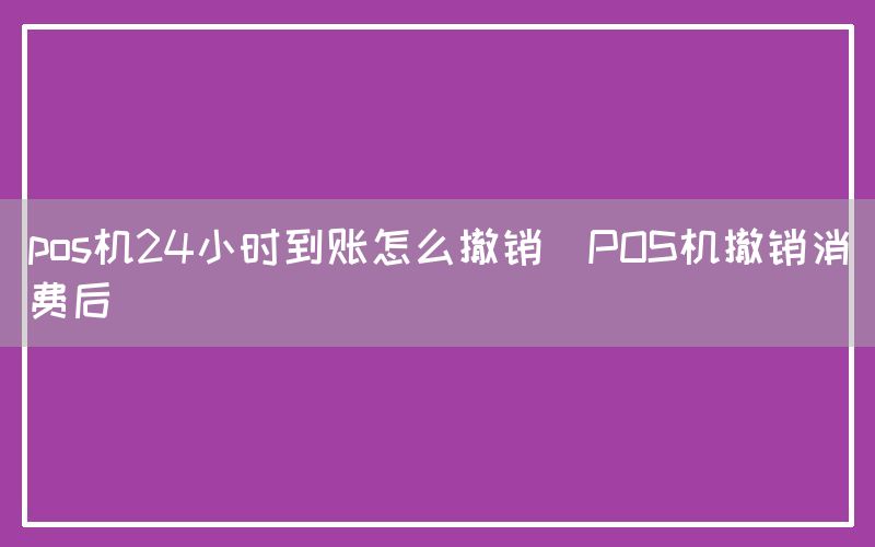 pos机24小时到账怎么撤销(POS机撤销消费后)