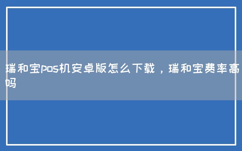 瑞和宝pos机安卓版怎么下载，瑞和宝费率高吗