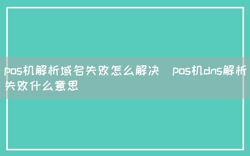 pos机解析域名失败怎么解决(pos机dns解析失败什么意思)