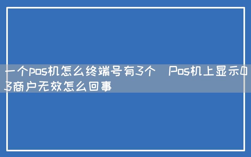 一个pos机怎么终端号有3个(Pos机上显示03商户无效怎么回事)