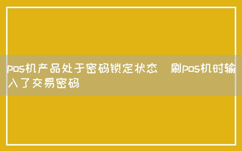 pos机产品处于密码锁定状态(刷pos机时输入了交易密码)