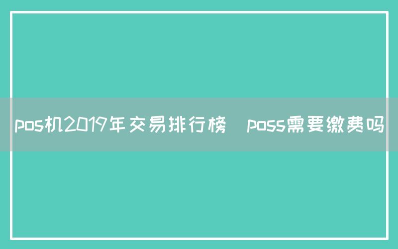 pos机2019年交易排行榜(poss需要缴费吗)