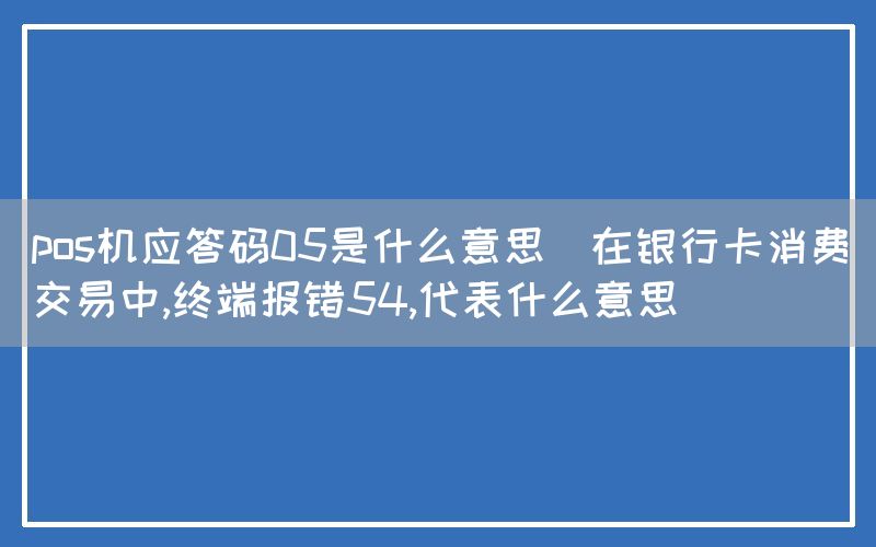 pos机应答码05是什么意思(在银行卡消费交易中,终端报错54,代表什么意思)