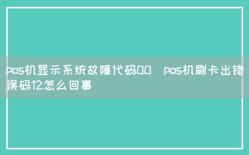 pos机显示系统故障代码00(pos机刷卡出错误码12怎么回事)