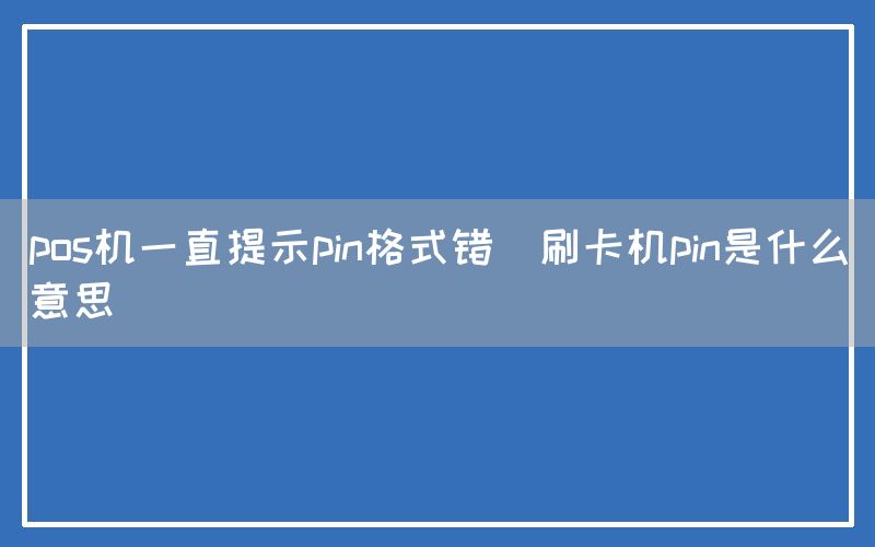 pos机一直提示pin格式错(刷卡机pin是什么意思)