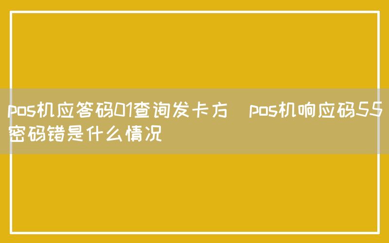 pos机应答码01查询发卡方(pos机响应码55密码错是什么情况)