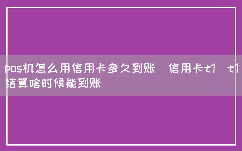 pos机怎么用信用卡多久到账(信用卡t1–t1结算啥时候能到账)(图1)