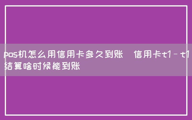 pos机怎么用信用卡多久到账(信用卡t1–t1结算啥时候能到账)