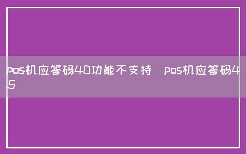 pos机应答码40功能不支持(pos机应答码45)