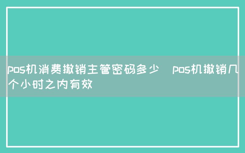 pos机消费撤销主管密码多少(pos机撤销几个小时之内有效)