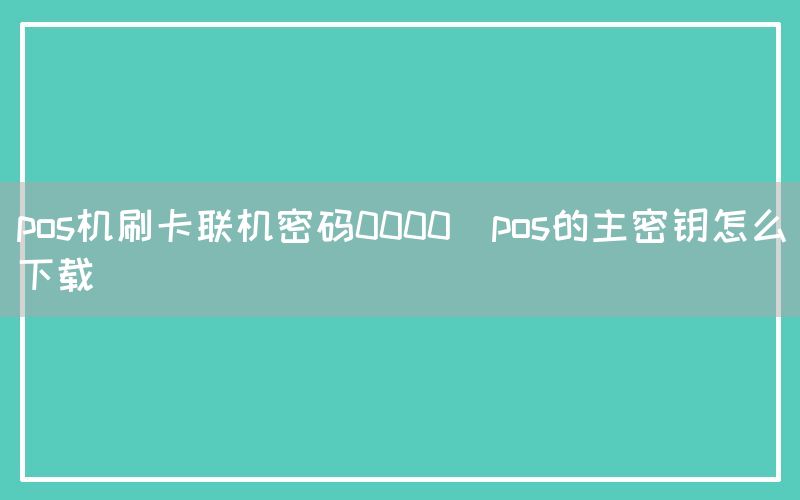 pos机刷卡联机密码0000(pos的主密钥怎么下载)
