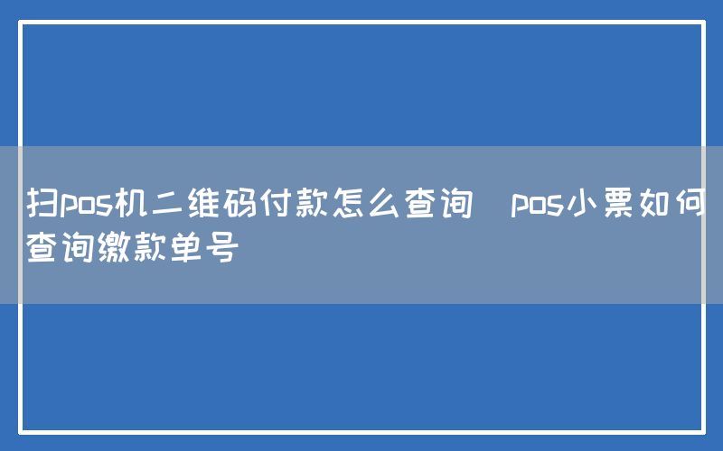 扫pos机二维码付款怎么查询(pos小票如何查询缴款单号)