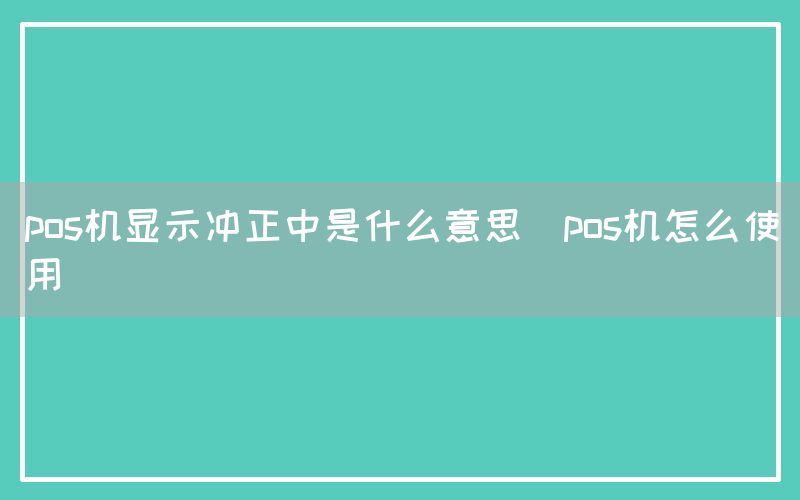 pos机显示冲正中是什么意思(pos机怎么使用)