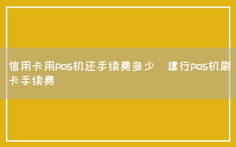 信用卡用pos机还手续费多少(建行pos机刷卡手续费)