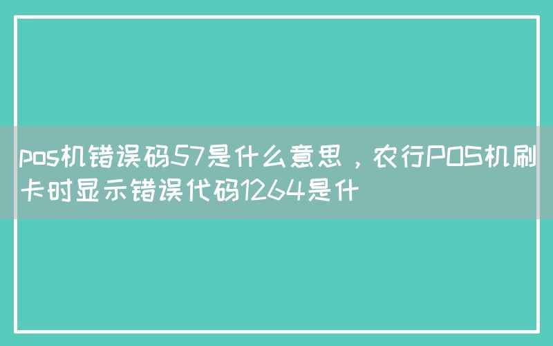 pos机错误码57是什么意思，农行POS机刷卡时显示错误代码1264是什