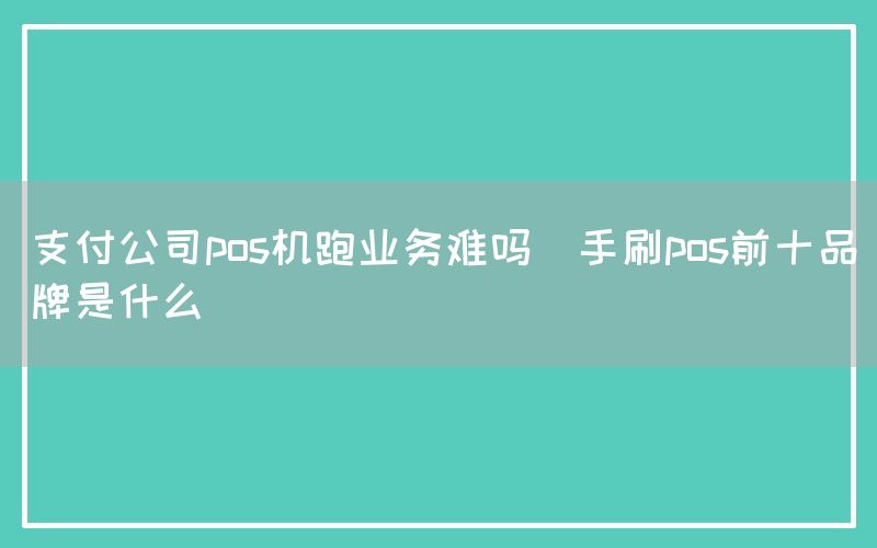 支付公司pos机跑业务难吗(手刷pos前十品牌是什么)