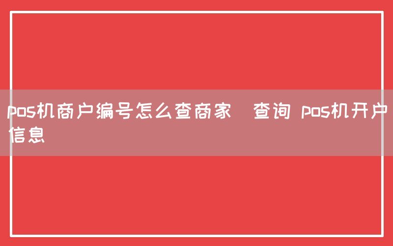 pos机商户编号怎么查商家(查询 pos机开户信息)