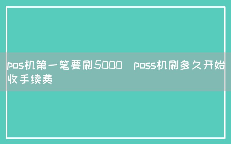 pos机第一笔要刷5000(poss机刷多久开始收手续费)