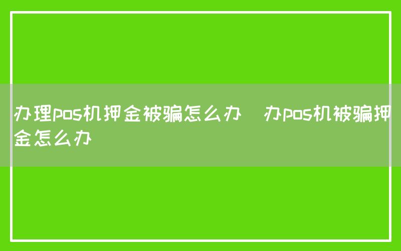 办理pos机押金被骗怎么办(办pos机被骗押金怎么办)
