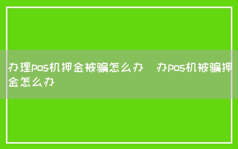 办理pos机押金被骗怎么办(办pos机被骗押金怎么办)