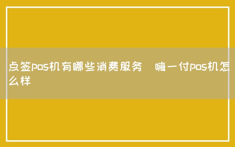 点签pos机有哪些消费服务(嗨一付pos机怎么样)