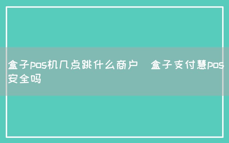 盒子pos机几点跳什么商户(盒子支付慧pos安全吗)