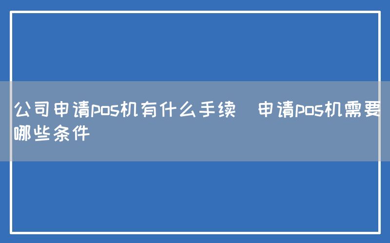 公司申请pos机有什么手续(申请pos机需要哪些条件)(图1)