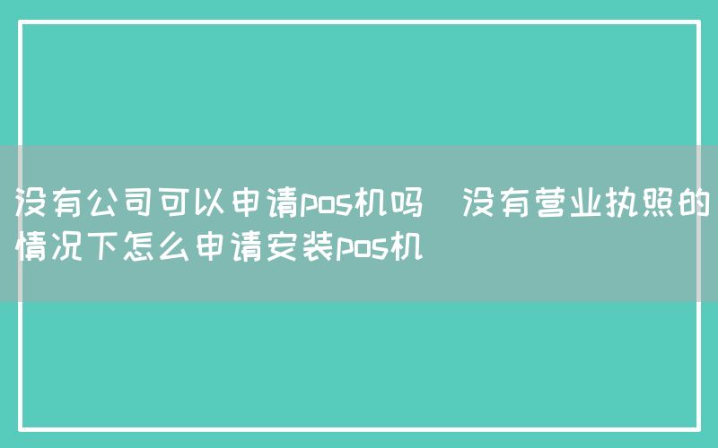 没有公司可以申请pos机吗(没有营业执照的情况下怎么申请安装pos机)