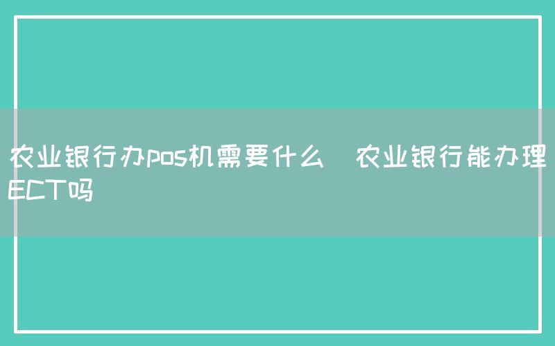 农业银行办pos机需要什么(农业银行能办理ECT吗)