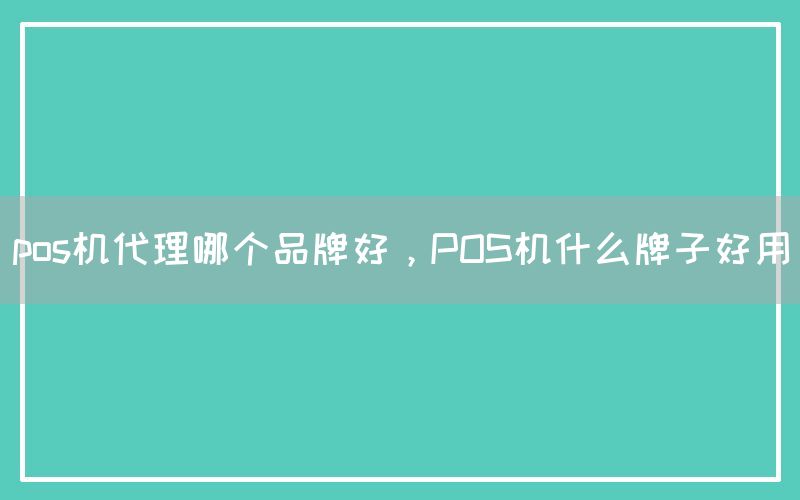 pos机代理哪个品牌好，POS机什么牌子好用