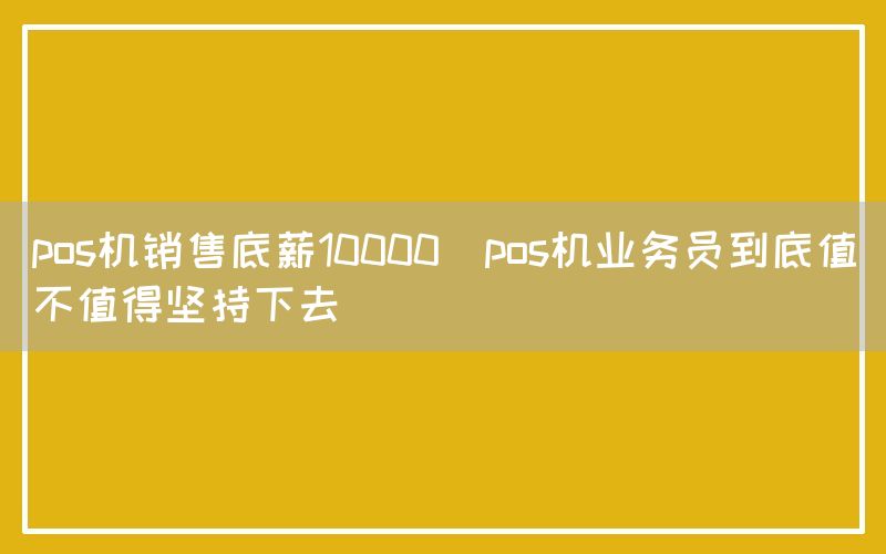 pos机销售底薪10000(pos机业务员到底值不值得坚持下去)