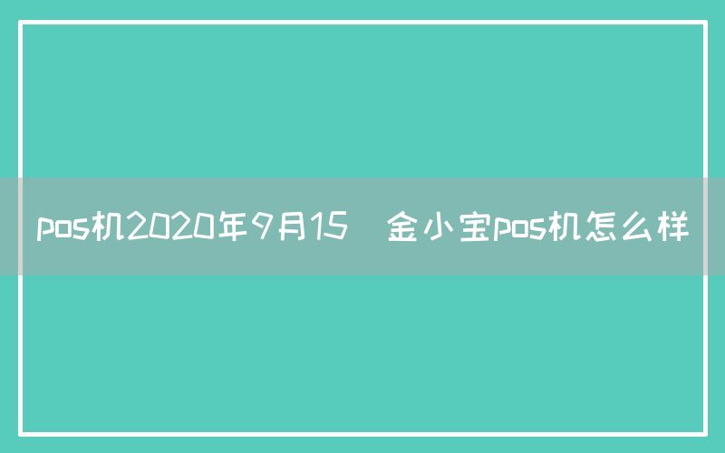 pos机2020年9月15(金小宝pos机怎么样)(图1)