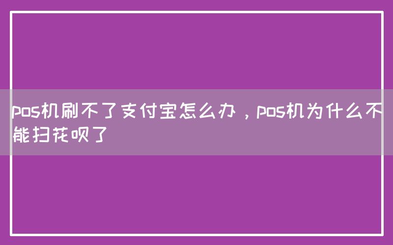 pos机刷不了支付宝怎么办，pos机为什么不能扫花呗了