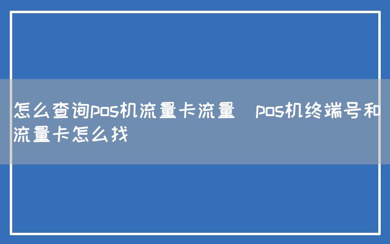 怎么查询pos机流量卡流量(pos机终端号和流量卡怎么找)