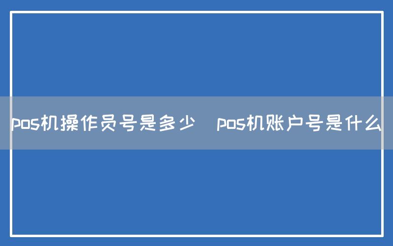 pos机操作员号是多少(pos机账户号是什么)