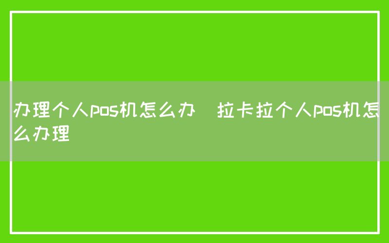 办理个人pos机怎么办(拉卡拉个人pos机怎么办理)