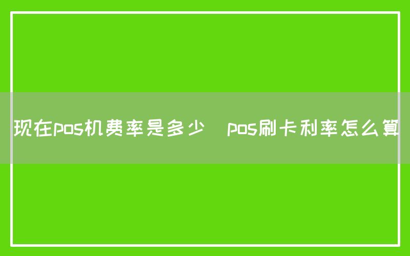现在pos机费率是多少(pos刷卡利率怎么算)