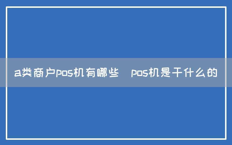 a类商户pos机有哪些(pos机是干什么的)