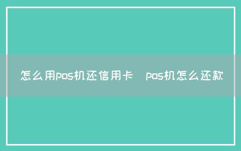 怎么用pos机还信用卡(pos机怎么还款)(图1)