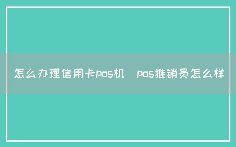 怎么办理信用卡pos机(pos推销员怎么样)