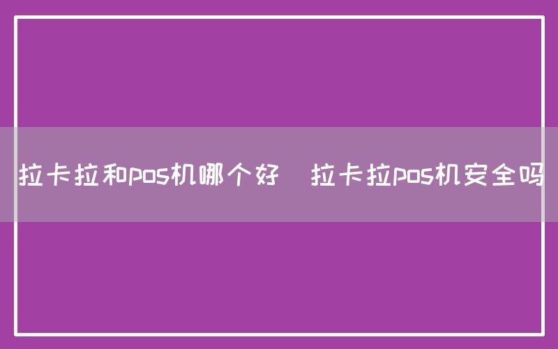 拉卡拉和pos机哪个好(拉卡拉pos机安全吗)