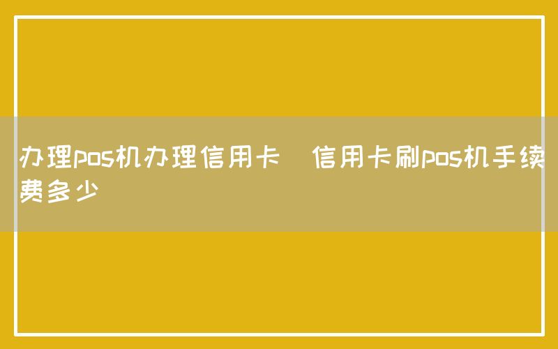 办理pos机办理信用卡(信用卡刷pos机手续费多少)