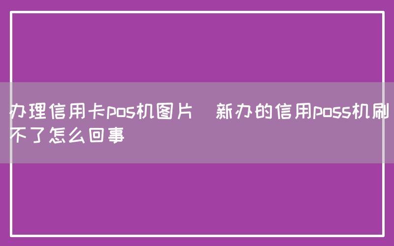 办理信用卡pos机图片(新办的信用poss机刷不了怎么回事)