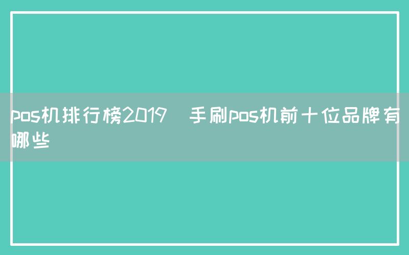 pos机排行榜2019(手刷pos机前十位品牌有哪些)