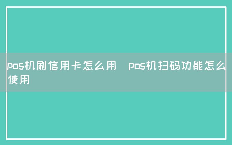 pos机刷信用卡怎么用(pos机扫码功能怎么使用)